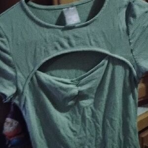 No Boundaries Green Cut-Out Crop Top